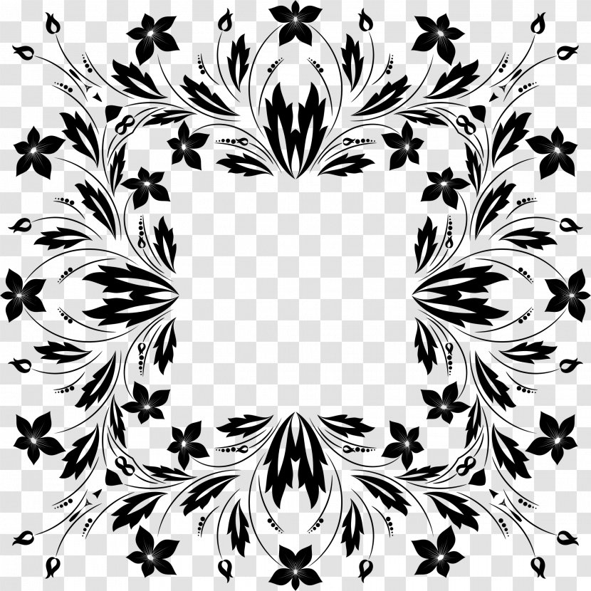 Flower Floral Design Black And White Clip Art - Branch - Cdr Transparent PNG