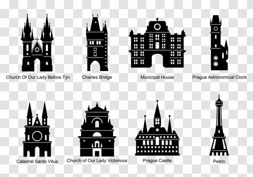 Prague Silhouette - Text - Euclidean Transparent PNG