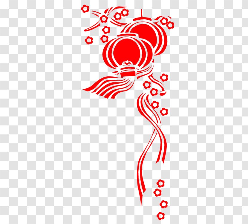 Chinese New Year Papercutting Lantern - Flower Transparent PNG