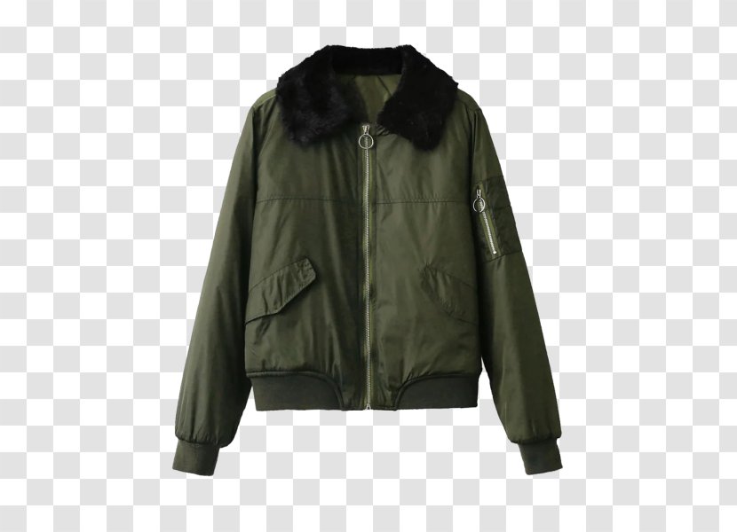 Flight Jacket Coat Leather Zipper - Hood - Fur Collar Transparent PNG