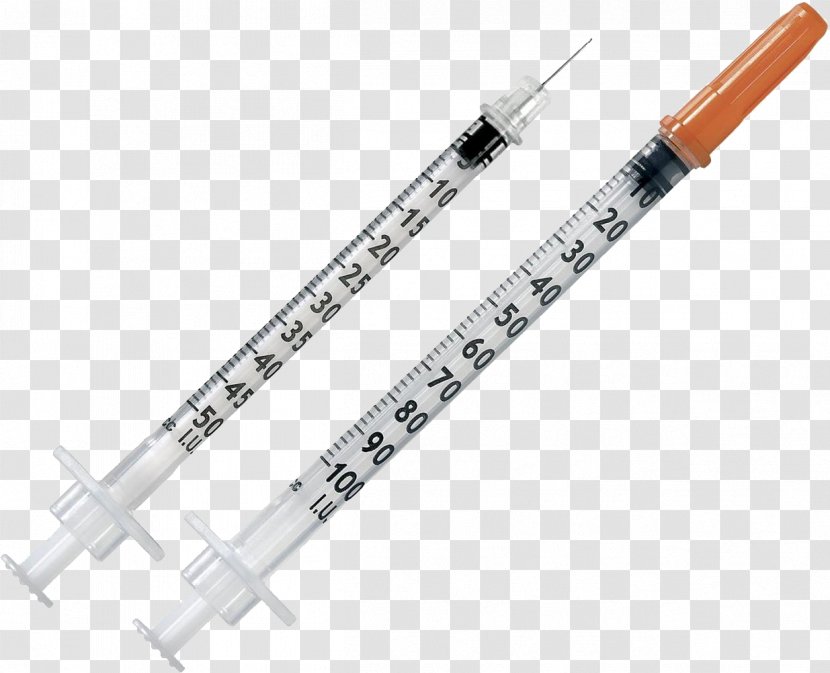 Syringe Insulin Hypodermic Needle Becton Dickinson Diabetes Mellitus - Luer Taper Transparent PNG