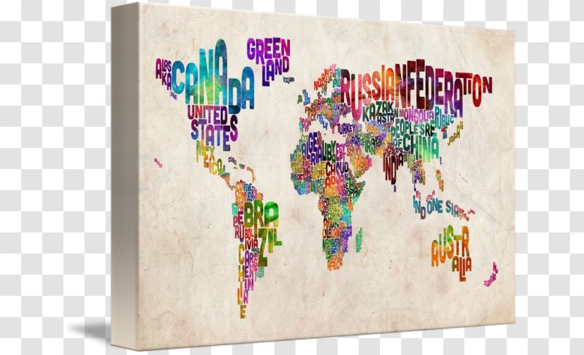 World Map Work Of Art - Text Transparent PNG