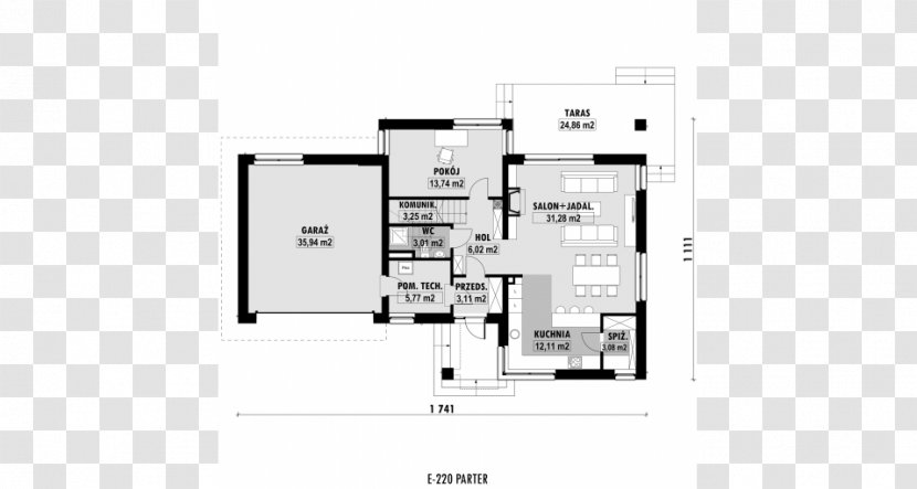 Floor Plan House Powierzchnia Rzut Window - Kitchen Transparent PNG
