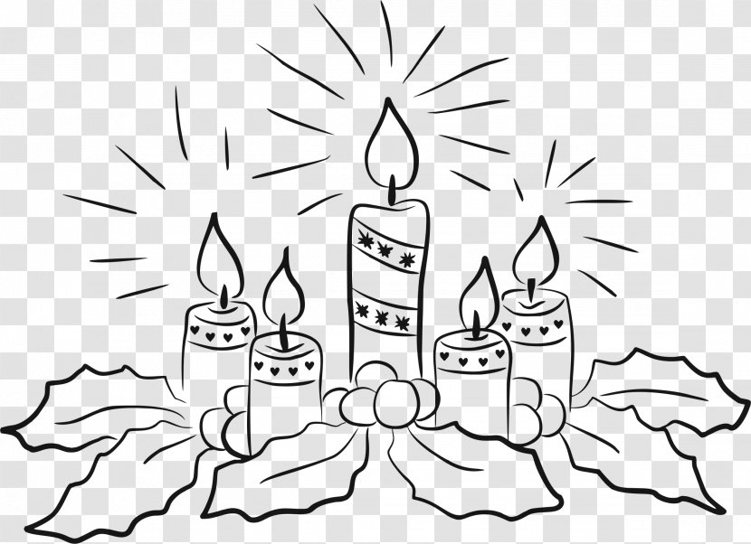 Drawing Christmas Advent Candle Wreath - Cartoon - Candel Transparent PNG