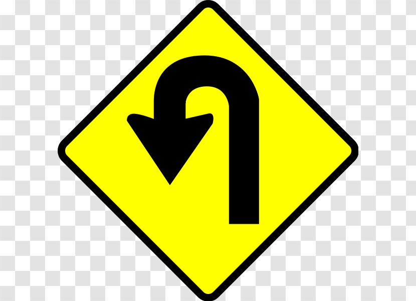 U-turn Traffic Sign Warning - Yellow - Turn Background Transparent PNG