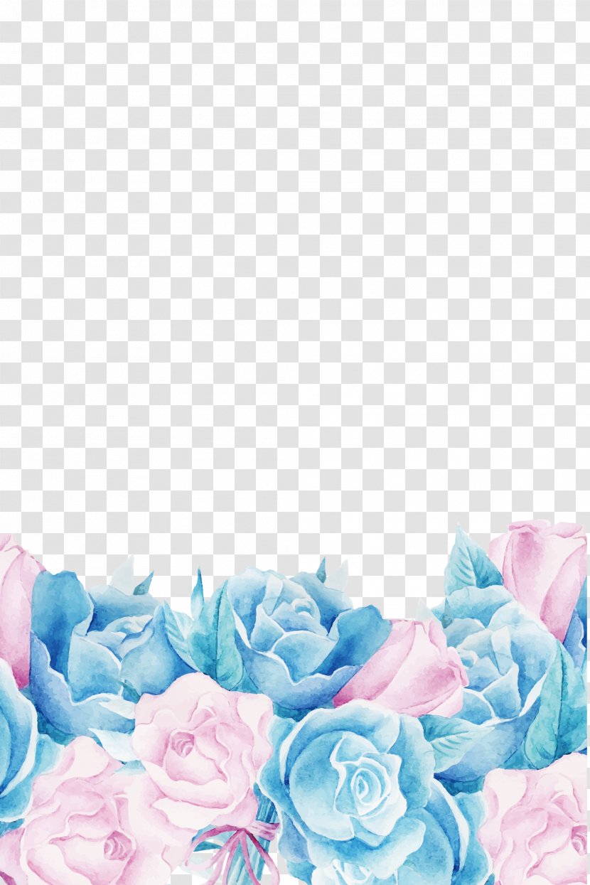 Blue Flower - Rose Order - Beautiful Hand-painted Sea Material Transparent PNG