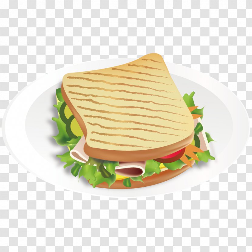 Ham And Cheese Sandwich Toast Fast Food Hamburger - Finger - Vector Lettuce Bread Transparent PNG
