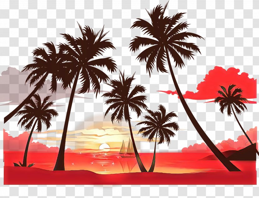 Palm Trees Desktop Wallpaper Sunset Coconut - Image Resolution Transparent PNG