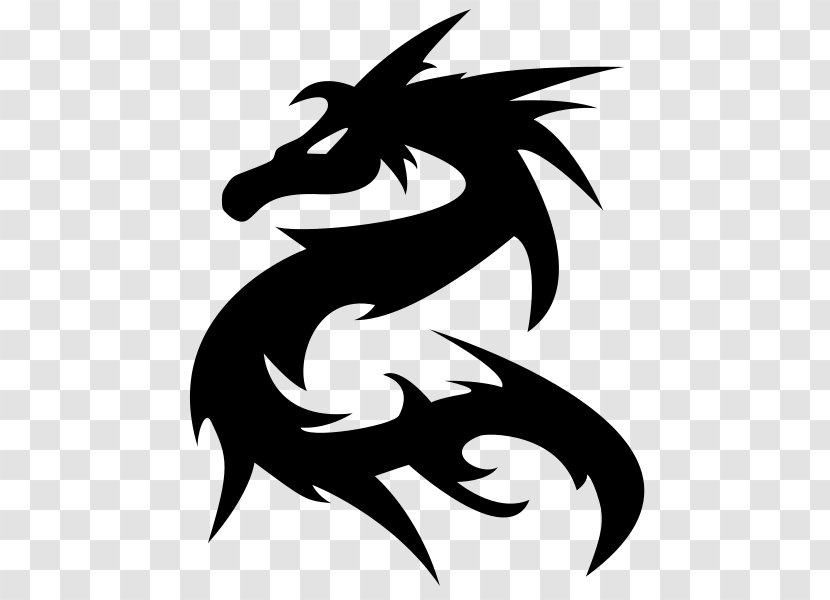 Dragon Clip Art - Black And White Transparent PNG