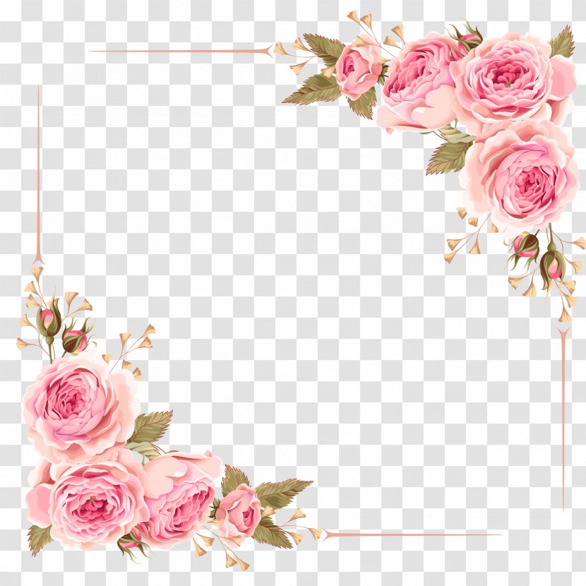 Wedding Invitation Flower Rose Pink Clip Art - Order - Border Transparent PNG