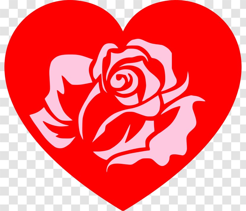Rose Heart Clip Art - Pencil Drawings Of Hearts And Roses Transparent PNG