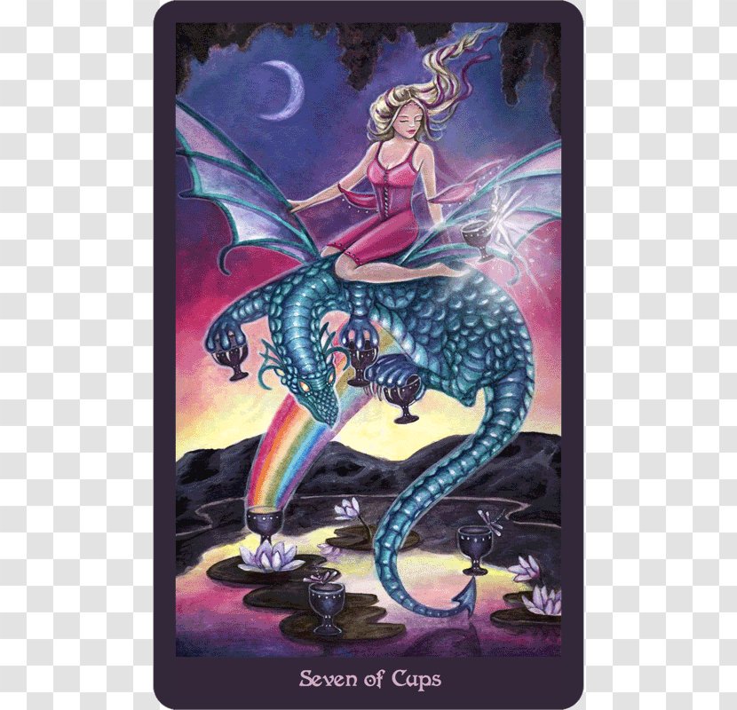Crystal Visions Tarot Seven Of Cups Playing Card The Fool - Mythical Creature - 10 Transparent PNG