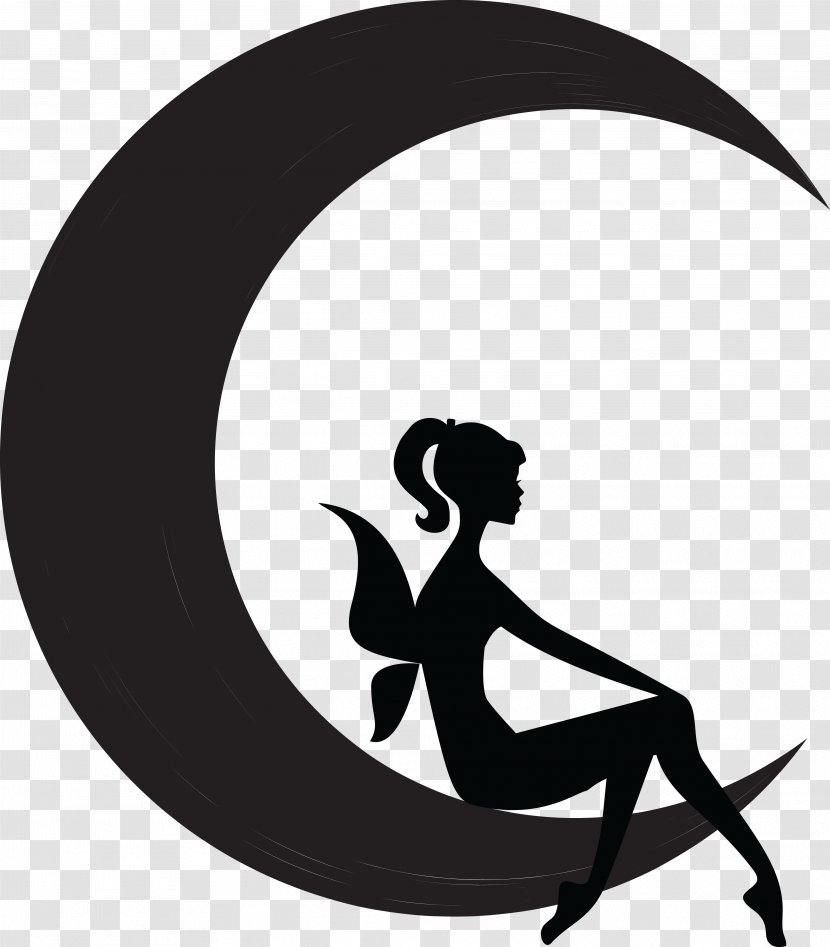 Fairy Moon Silhouette Flower Fairies Clip Art - Cdr Transparent PNG