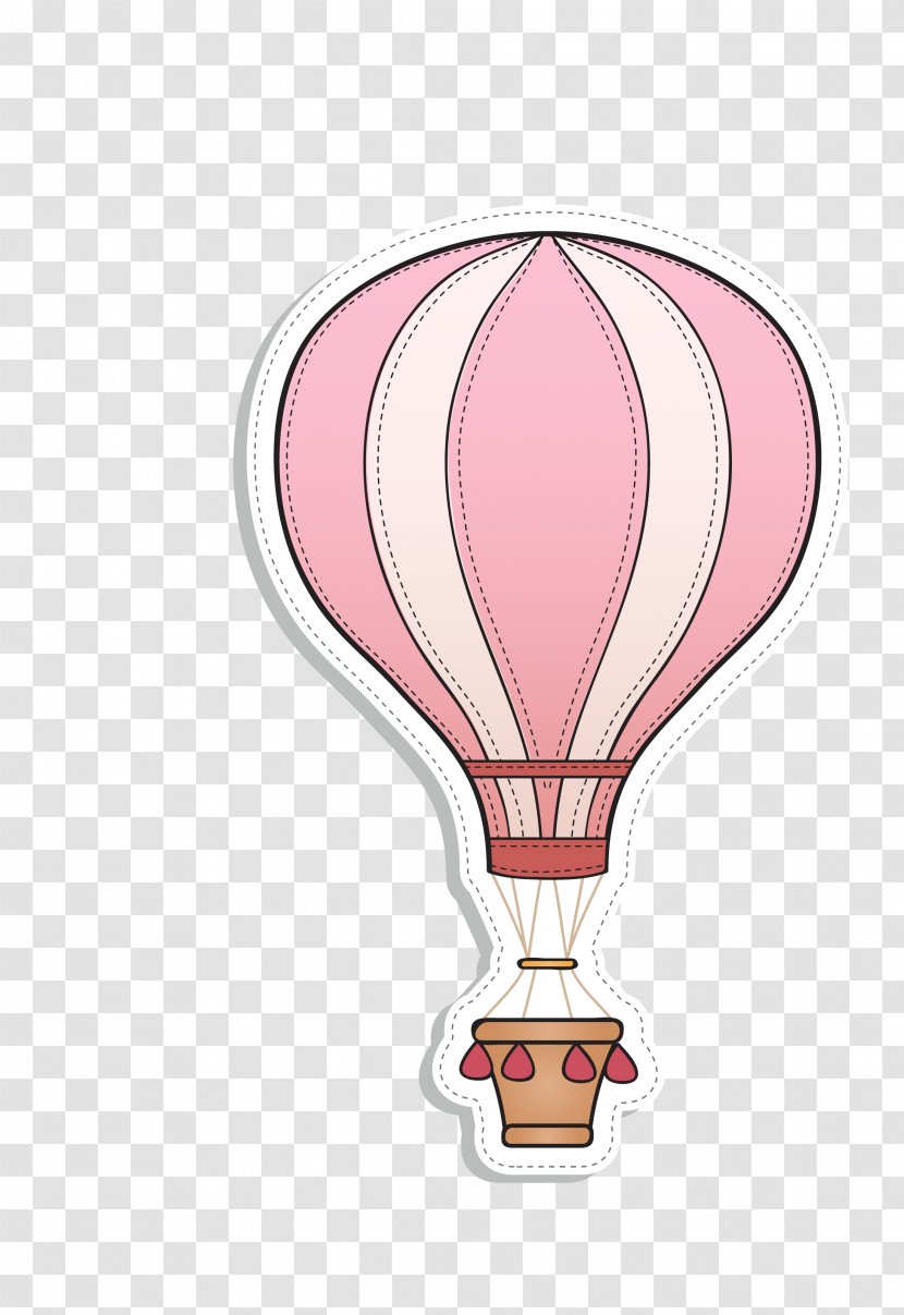 Hot Air Balloon - Drawing - Vector Pink Cartoon Transparent PNG