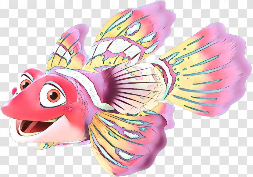 Pink Animal Figure Fish Wing - Cartoon - Fictional Character Fashion Accessory Transparent PNG