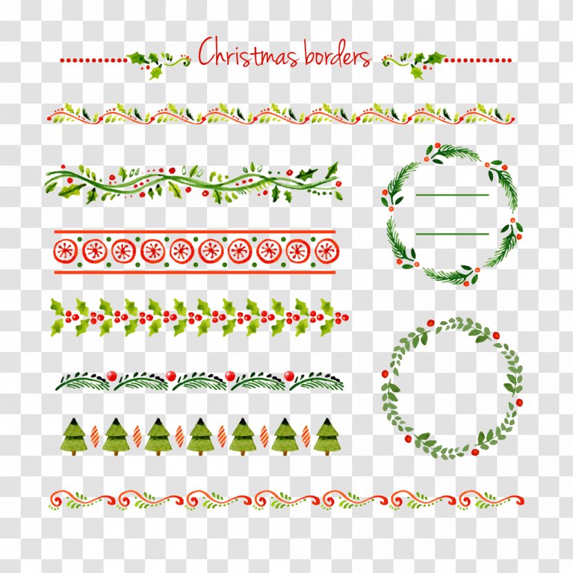 Christmas Card - Green - Pattern Border Dividing Lines Transparent PNG