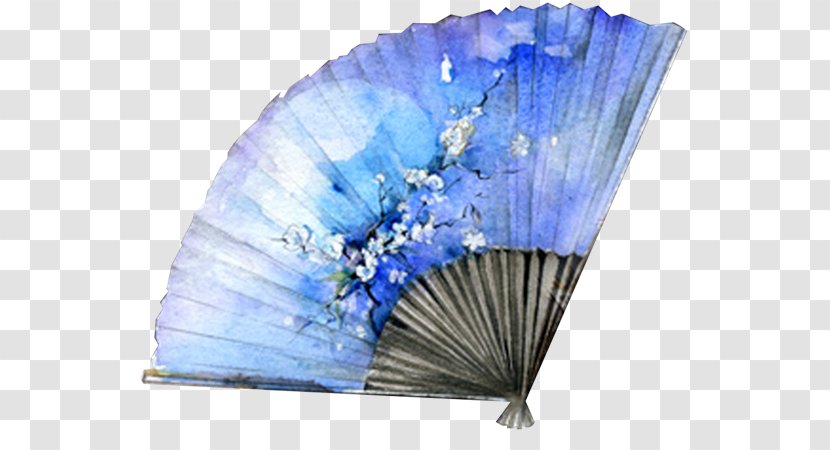 Hand Fan Chinoiserie - Fan,blue Transparent PNG