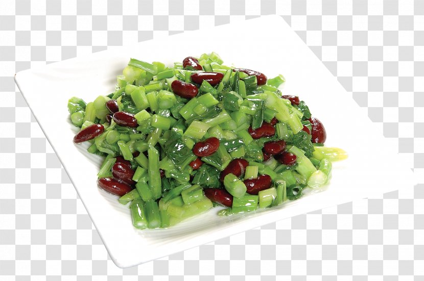 Vegetarian Cuisine Choy Sum Adzuki Bean Leaf Vegetable Food - Vegetarianism - Red Beans Cabbage Slip Transparent PNG