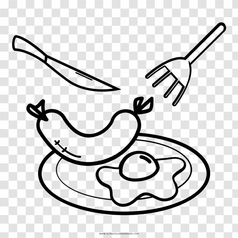 Breakfast Coffee Coloring Book Drawing Clip Art - Sausage Transparent PNG