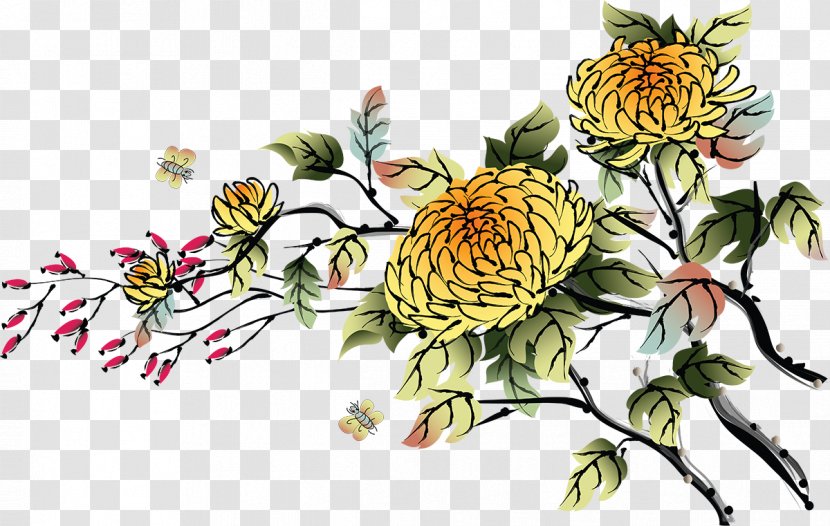 Chinese Art Desktop Wallpaper Painting - Flora - Chrysanthemum Transparent PNG