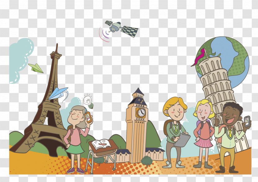 Drawing Cartoon Boekentoren Illustration - Animation - Traveling Children Transparent PNG