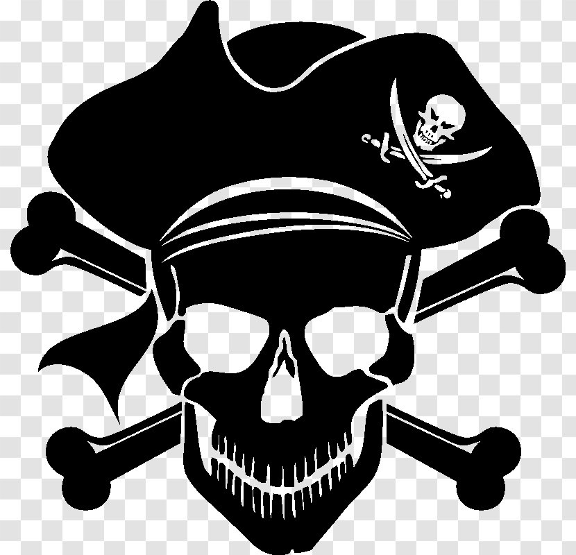 Piracy Skull And Crossbones Jolly Roger Clip Art - Black Transparent PNG