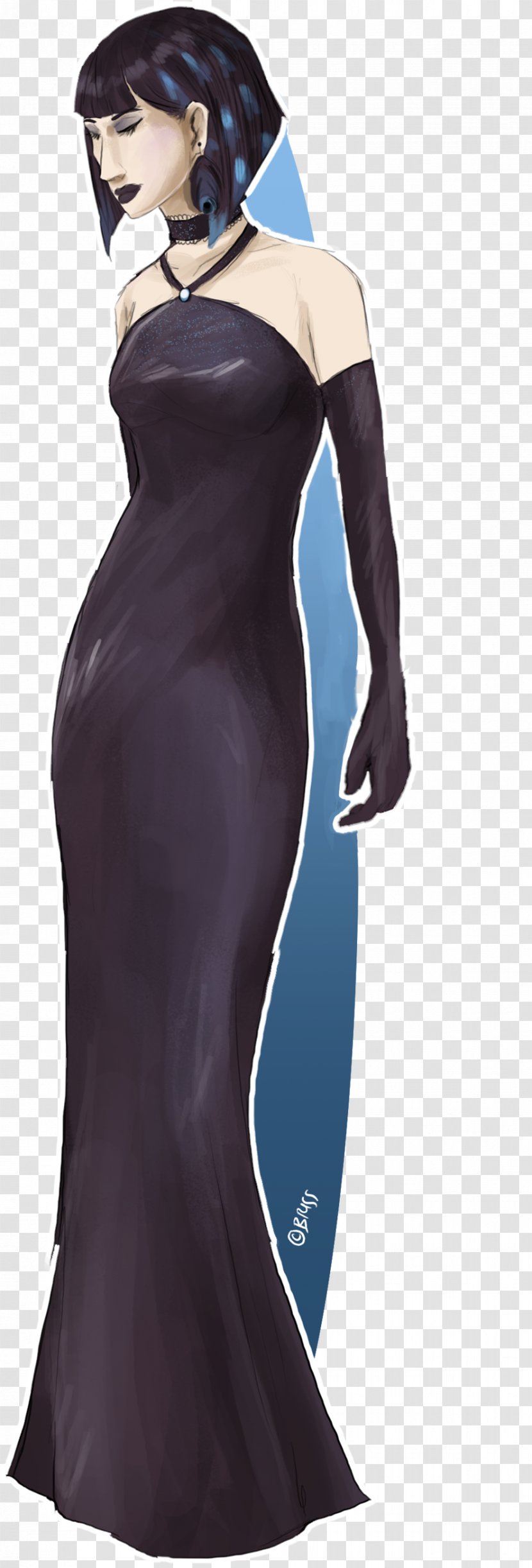 Gown Shoulder - Watercolor - Black Raven Transparent PNG