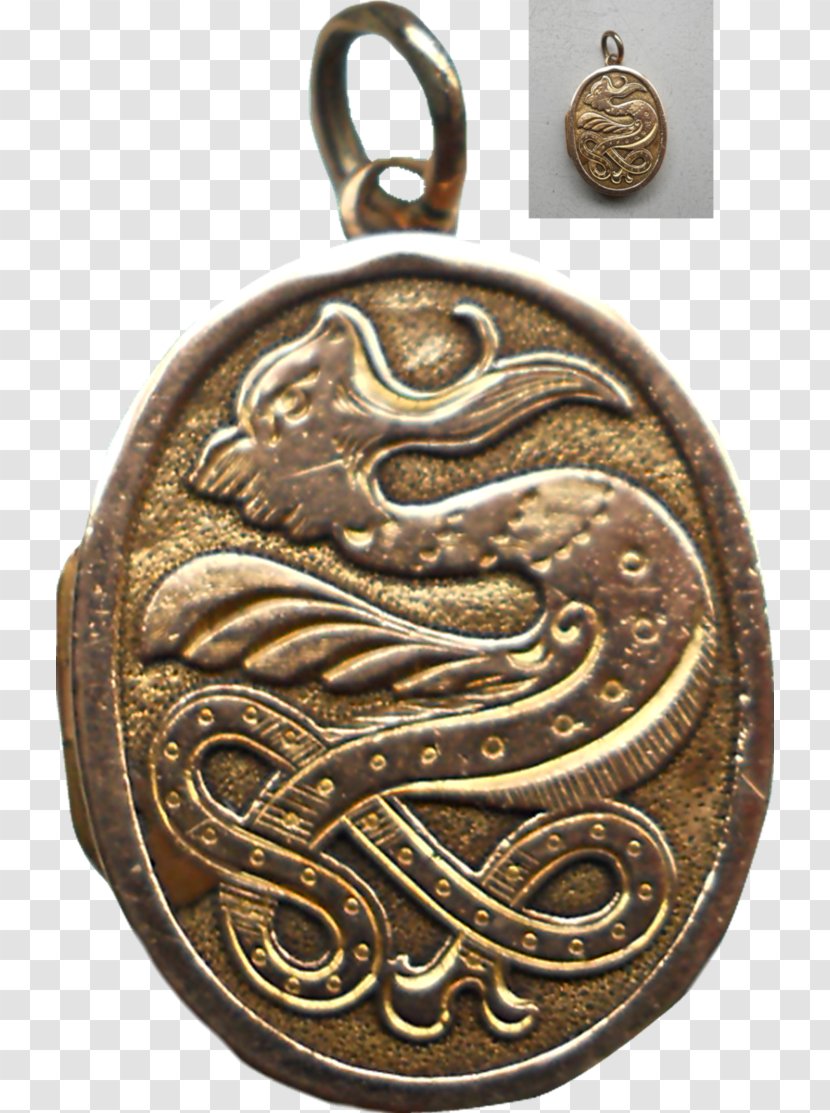 Locket Medal Bronze 01504 Brass - Metal - Dragon Necklace Transparent PNG