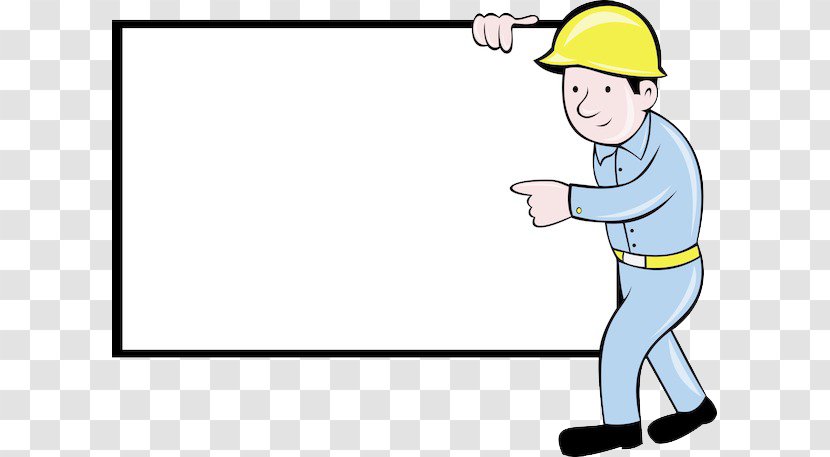 Cartoon Royalty-free Construction Worker Clip Art - Human - The Man With Whiteboard Transparent PNG