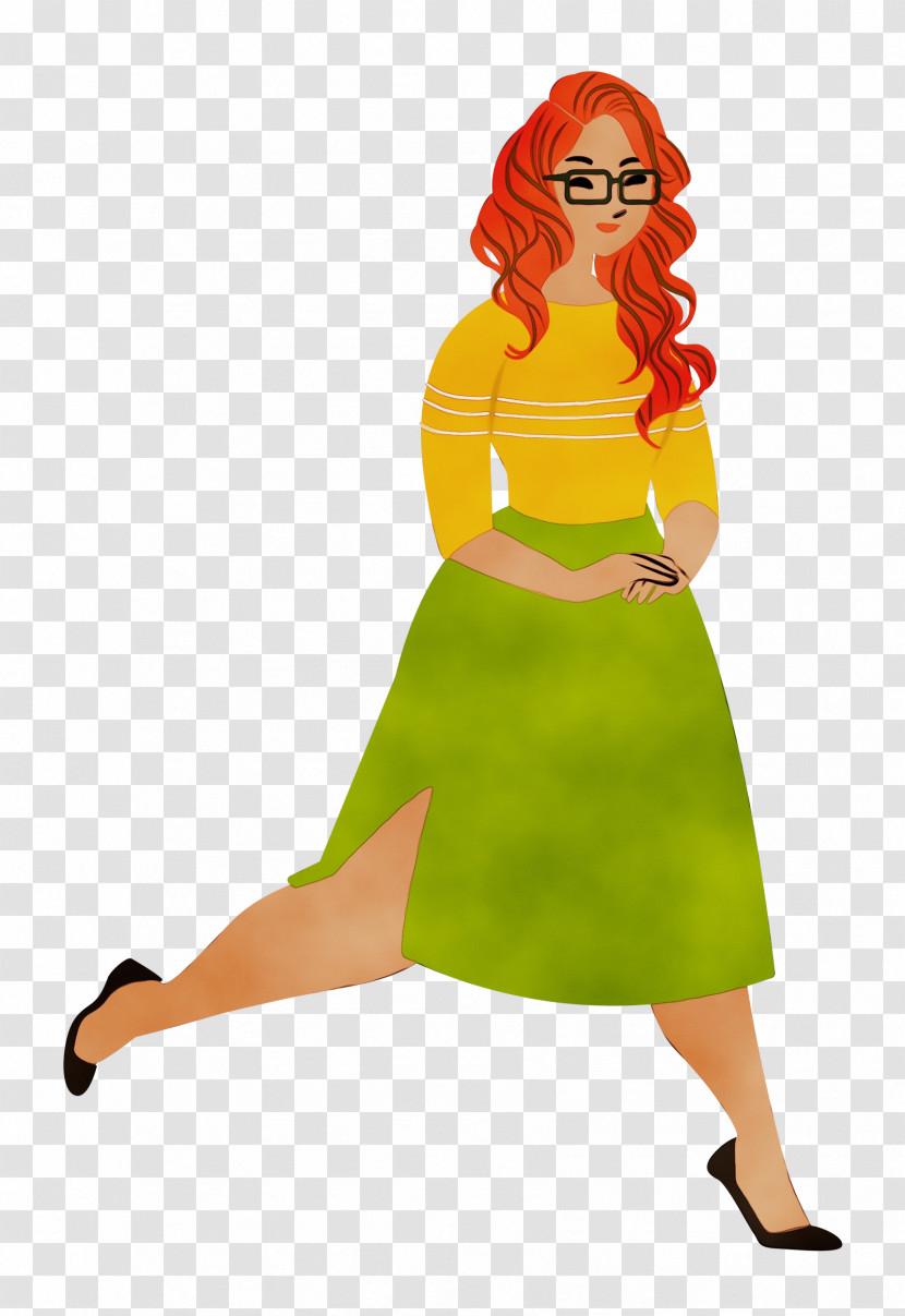 Costume Joint Yellow Pin-up Girl Cartoon Transparent PNG