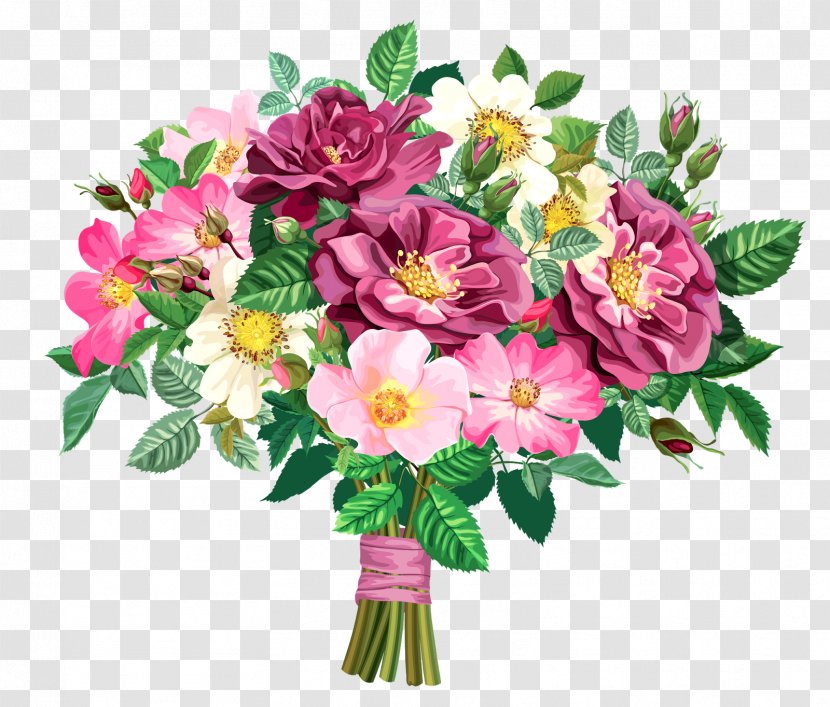 Flower Bouquet Floral Design Clip Art - Garden Roses - Peony Watercolor Transparent PNG