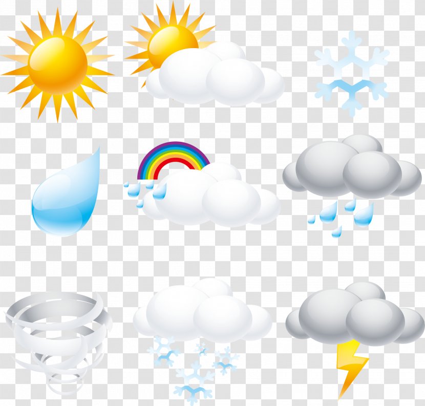 Weather Forecasting Drawing Clip Art - Blue - Cartoon Forecast Icons Transparent PNG