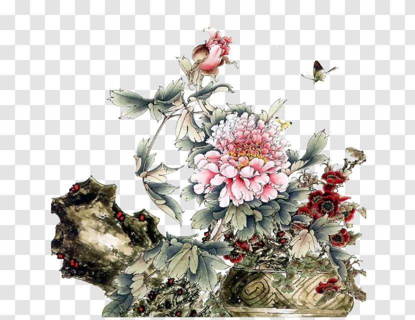 China U738bu9053u4e2du7261u4e39u753bu96c6 Gongbi Bird-and-flower Painting - Shan Shui - Peony Transparent PNG