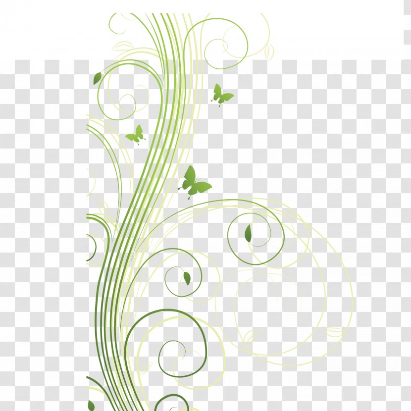 Flower Download Euclidean Vector - Floral Design - Green Slender Winding Rat Material Transparent PNG