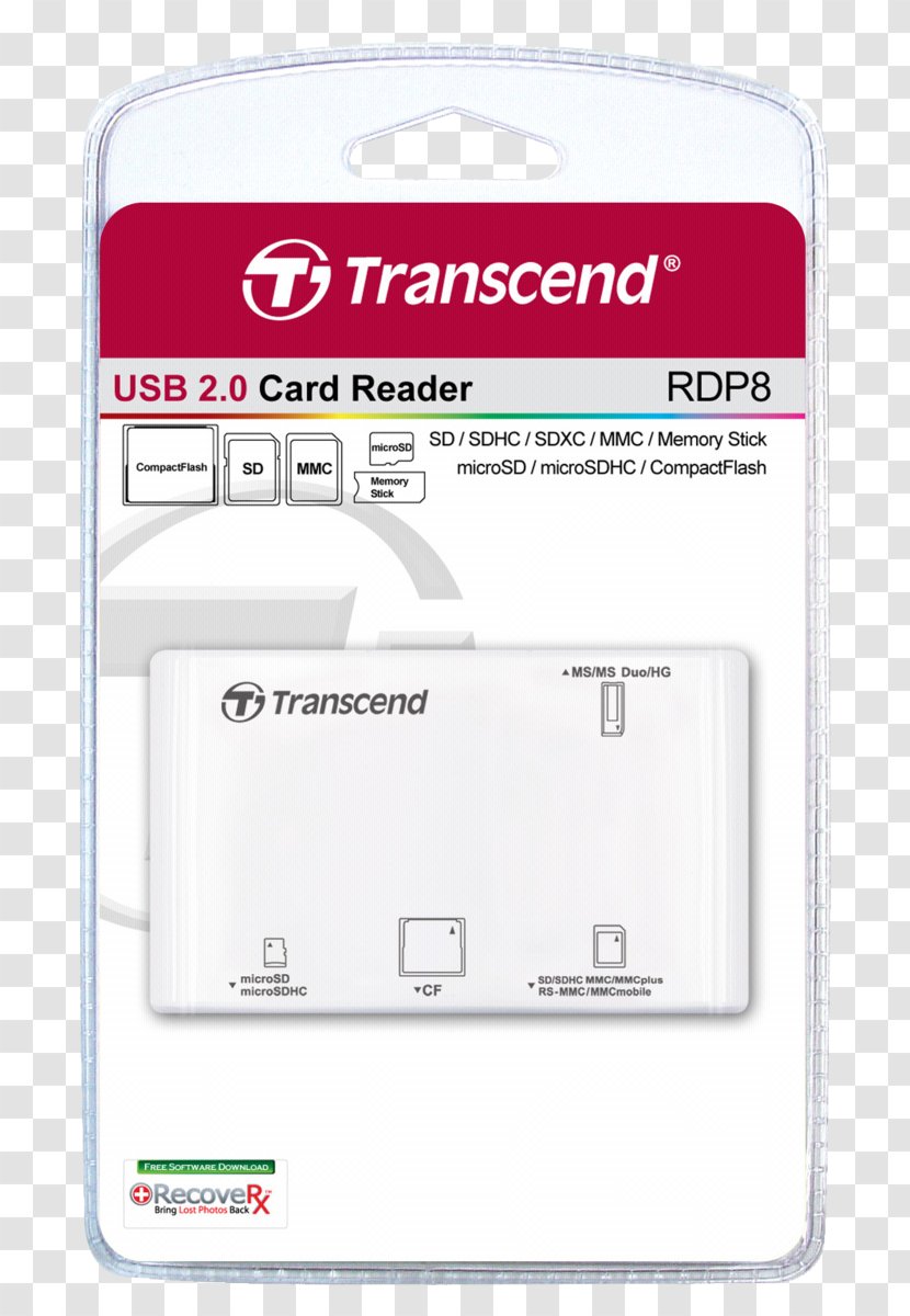 External Memory Card Reader USB 3.0 Transcend Information Readers - Secure Digital Transparent PNG