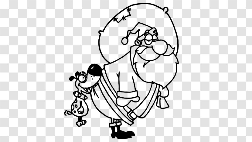 Coloring Book Black And White Drawing - Cartoon - Christmas Dog Transparent PNG