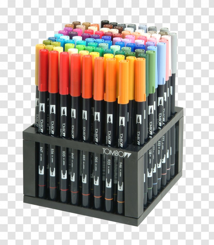 Tombow Dual Brush Pen Marker Pens Fudenosuke - Desk - Watercolour Olive Transparent PNG