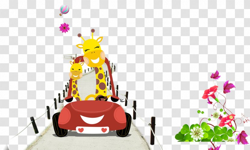 Northern Giraffe Drawing - Designer - Cartoon Car Transparent PNG