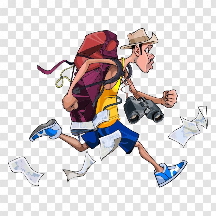 Backpack Cartoon Clip Art - Vector Running Man Transparent PNG