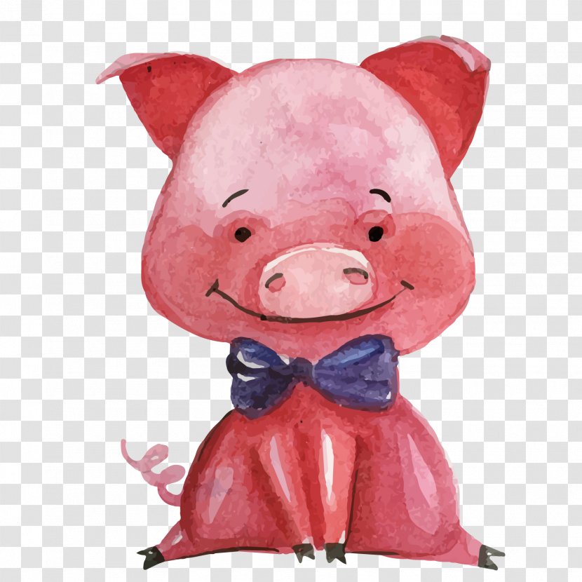 Vector Pink Piggy - Pig - Stuffed Toy Transparent PNG