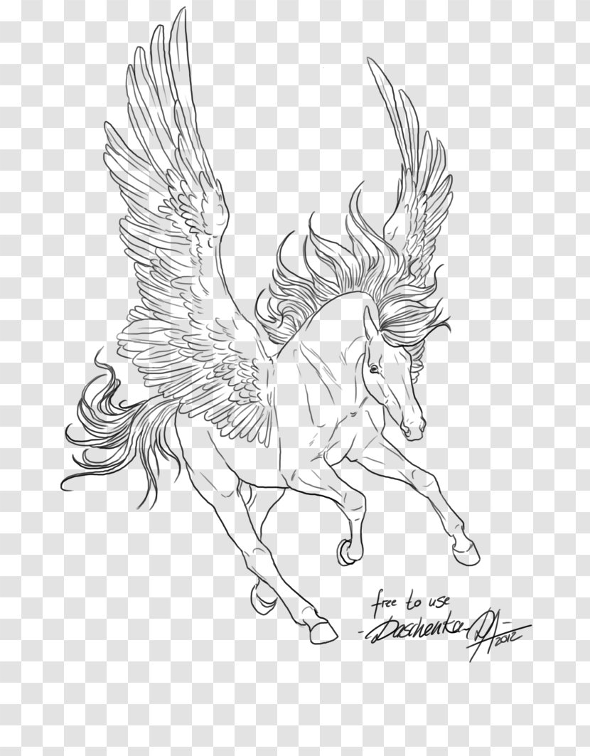 Line Art Drawing Winged Unicorn Pegasus - Shading Transparent PNG