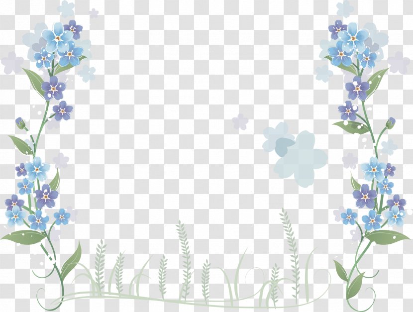 Flower Blue Clip Art - Twig - Teal Frame Transparent PNG