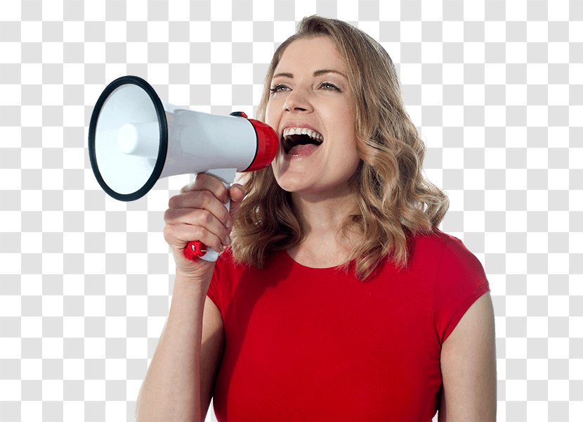 Megaphone Royalty-free Stock Photography Woman - Audio Signal - Happy Transparent PNG