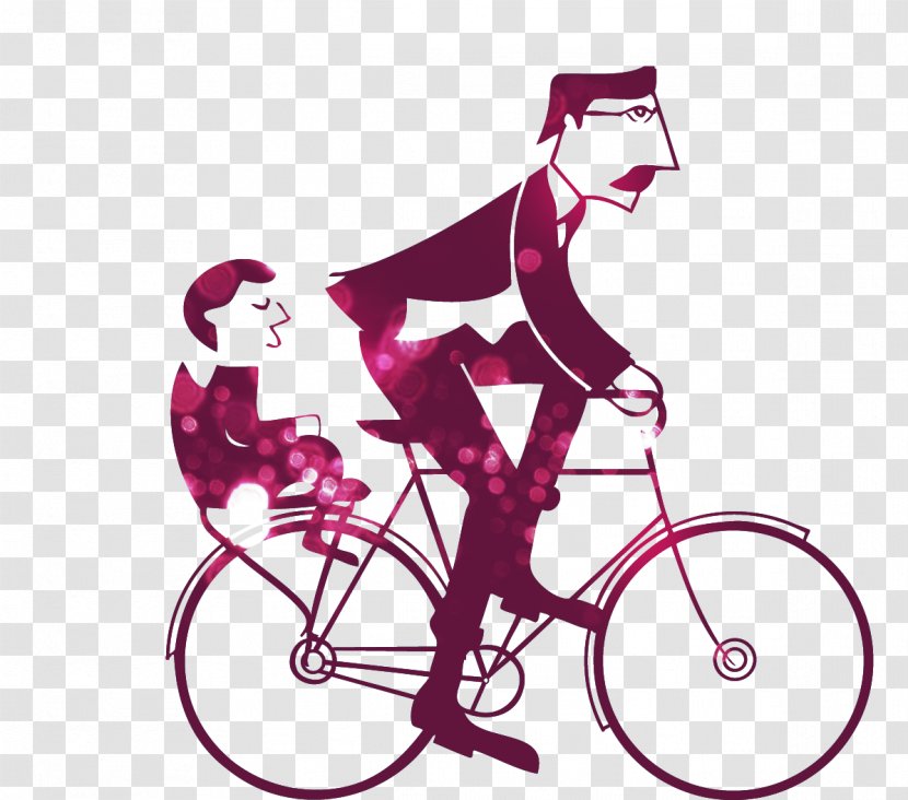 Fathers Day Happiness Party Gift - Bicycle Part - Beautiful Exquisite Cartoon Father's Father Cycling Children Transparent PNG