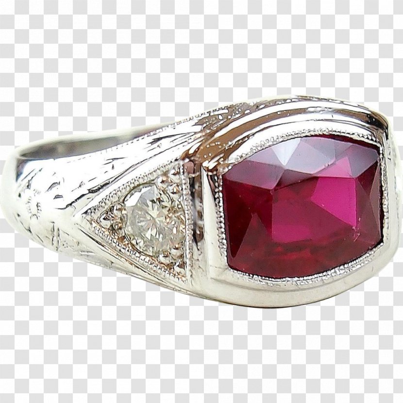 Ruby Ring Silver Diamond Gold - Gemstone Transparent PNG