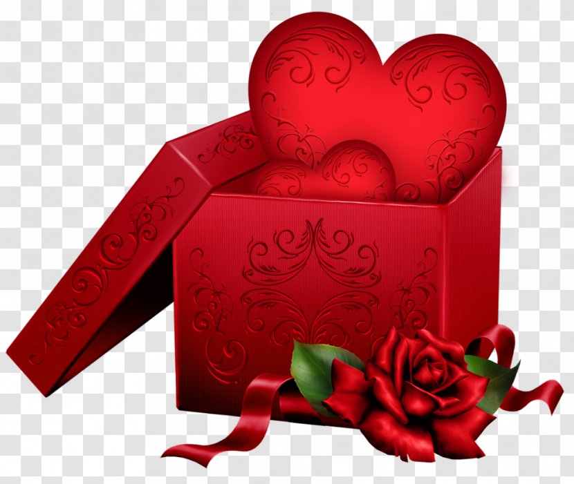 Gift Heart Valentine's Day Clip Art - Flower - Transparent Box With And Rose PNG Clipart Transparent PNG