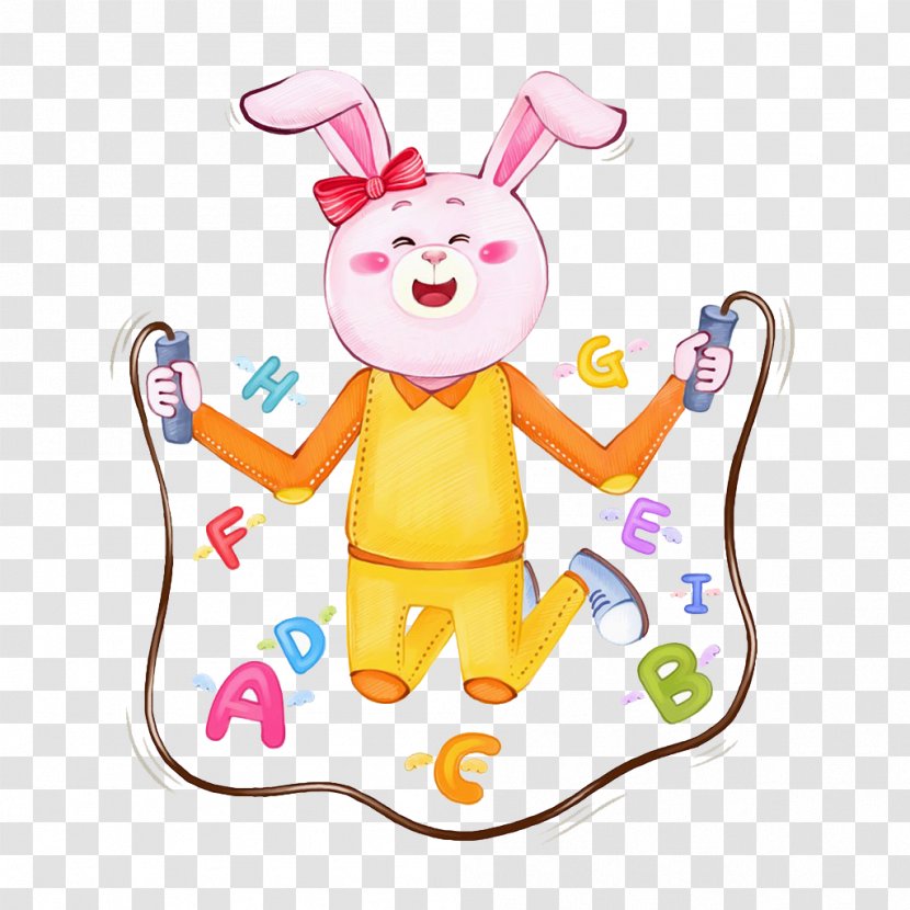 Easter Bunny Jump Ropes Rabbit Jumping Illustration - Competition - Rope Skipping Transparent PNG