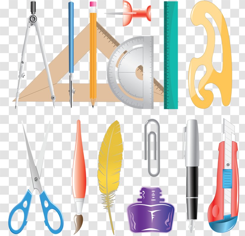 Office Supplies Stationery Icon - Plastic - Hand-painted Cartoon Compasses Ruler School Transparent PNG