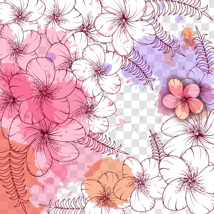 Birthday Flower Vecteur - Flora - Painted Floral Background Card Vector Material Transparent PNG