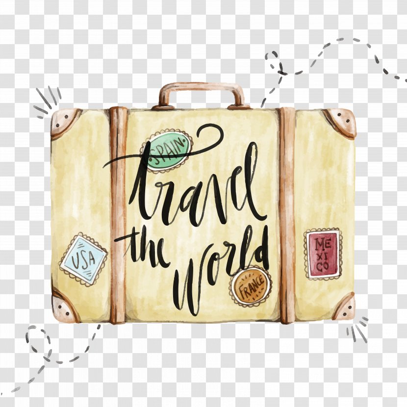 Suitcase Travel Baggage Trunk - Vector Watercolor Luggage Transparent PNG